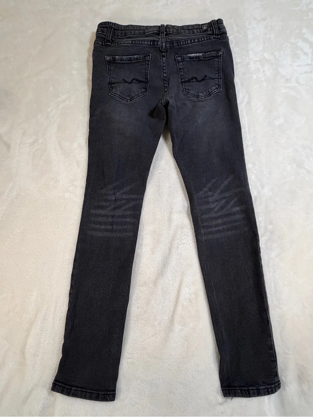 7 For All Mankind‎ Paxtyn Black Distressed Girls Skinny Jeans